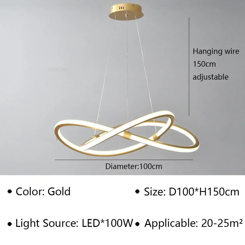 lustre moderne à leds pour décoration intérieure maison