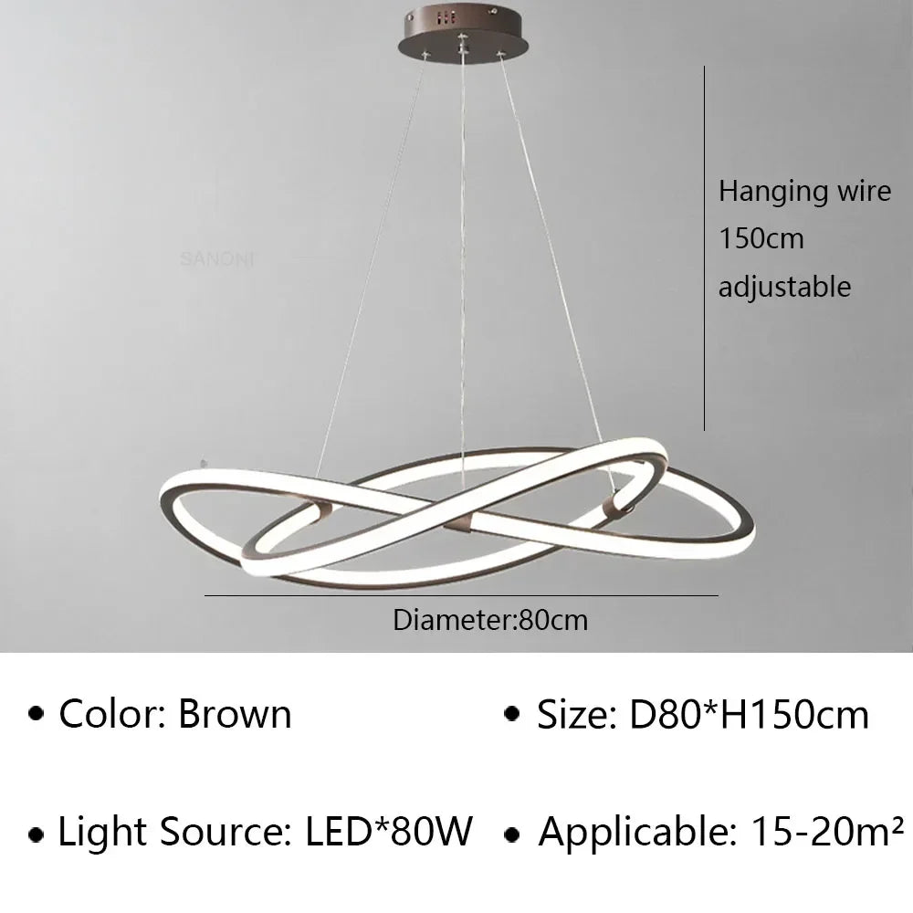 lustre moderne à leds pour décoration intérieure maison