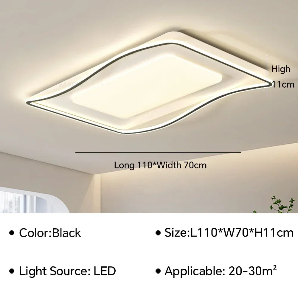 lustre moderne à leds pour décoration intérieure simple vague