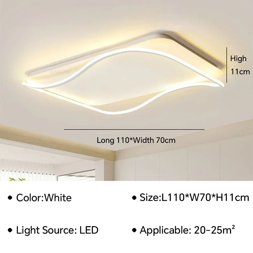 lustre moderne à leds pour décoration intérieure simple vague