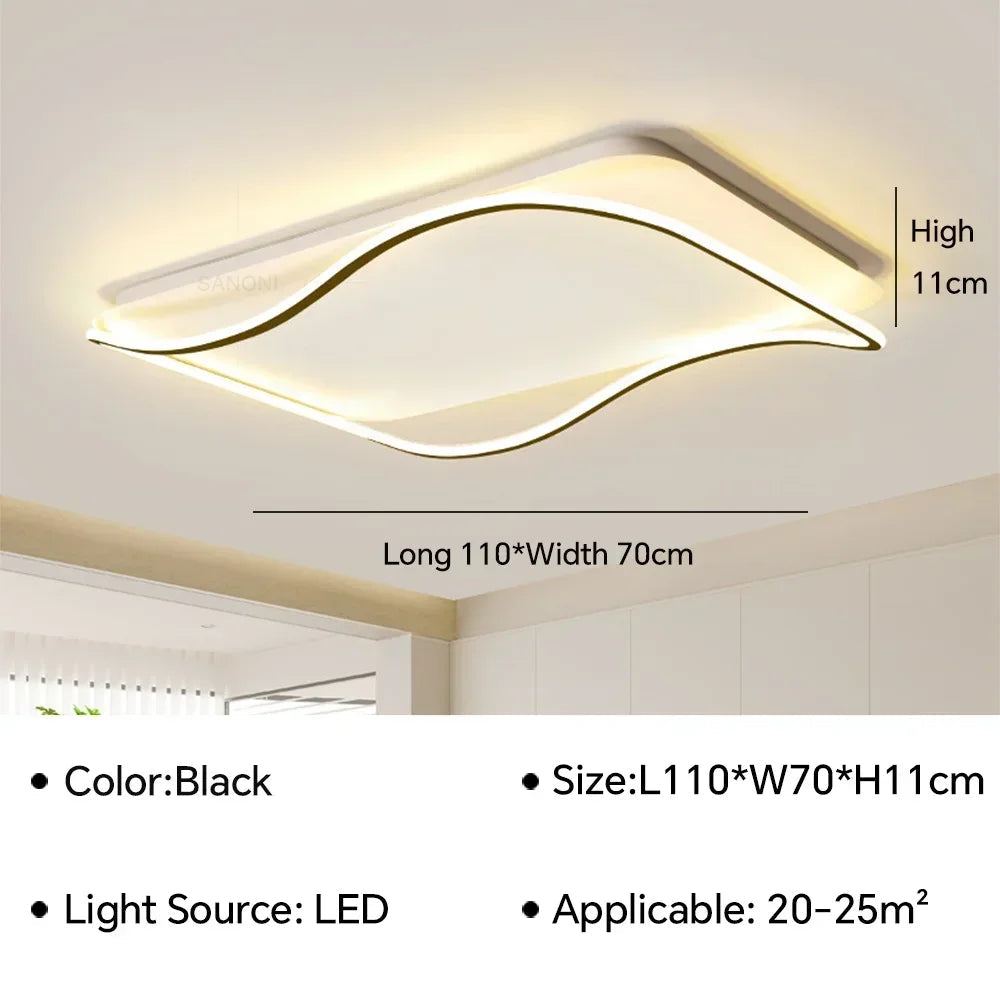 lustre moderne à leds pour décoration intérieure simple vague