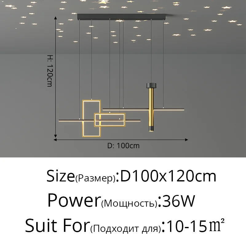 lustre moderne luxe en verre étoilé pour intérieur