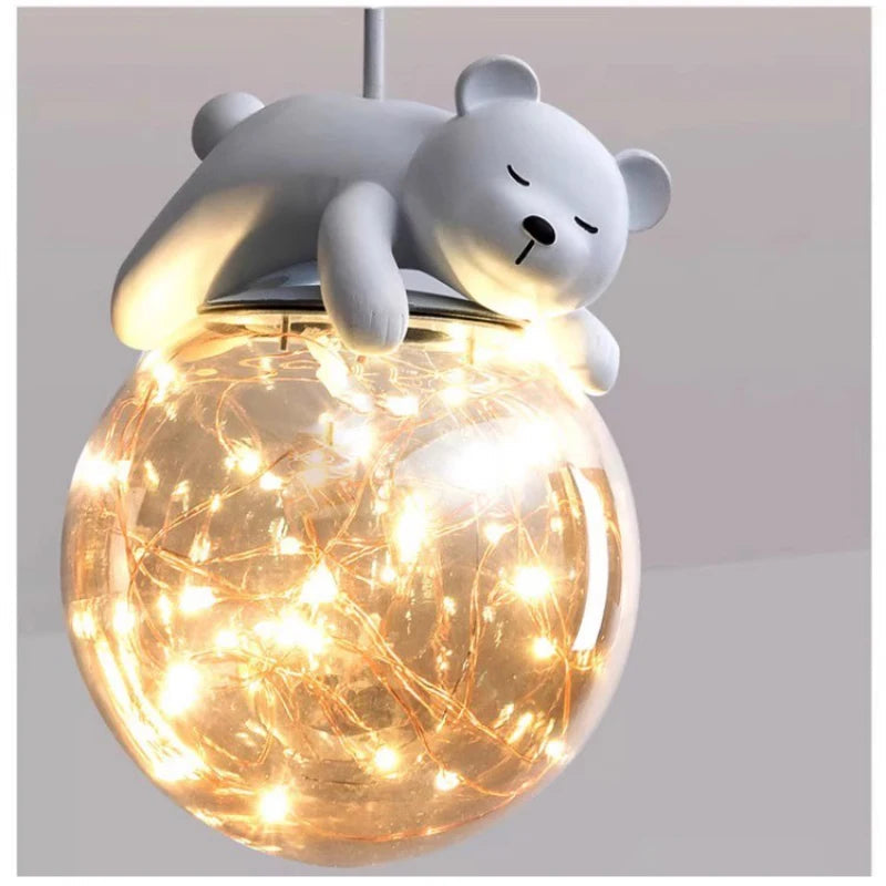 lustre moderne mignon en forme d'ours et lapin pour enfants
