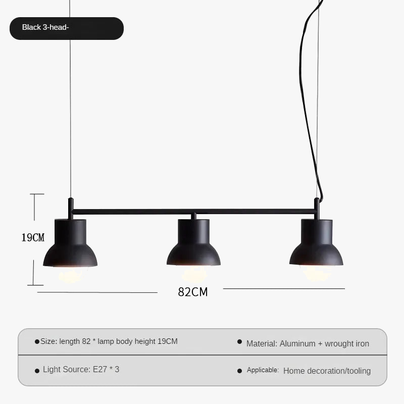 lustre moderne minimaliste créatif à trois têtes personnalisable