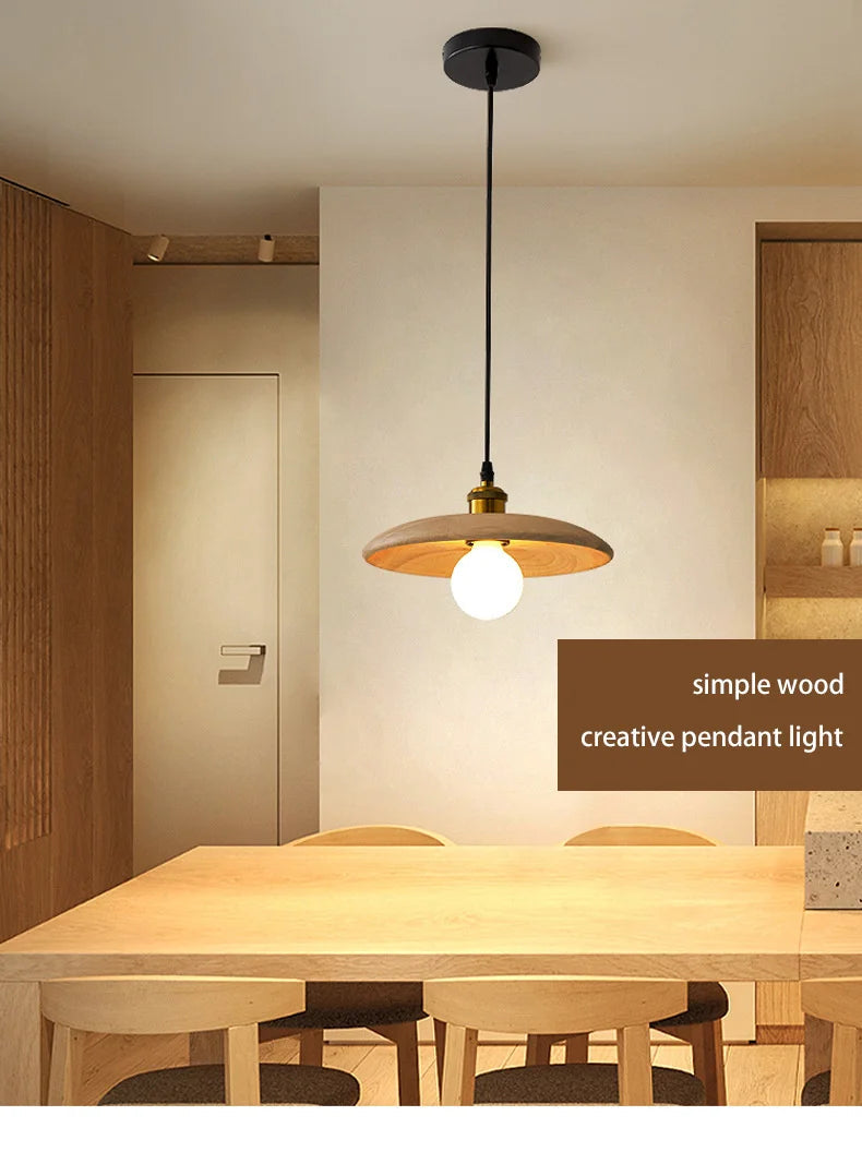 lustre moderne minimaliste en bois massif suspendu