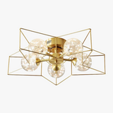 lustre moderne minimaliste en cuivre avec abat-jour étoile led