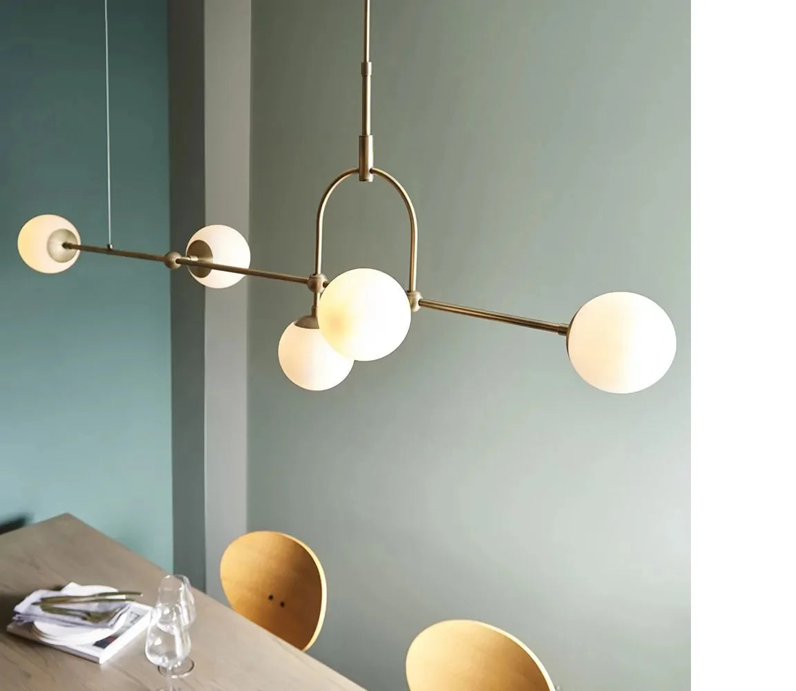 lustre moderne minimaliste en verre sphérique pour bar et déco créative