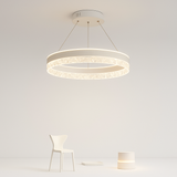 lustre moderne minimaliste led avec anneaux en cristal