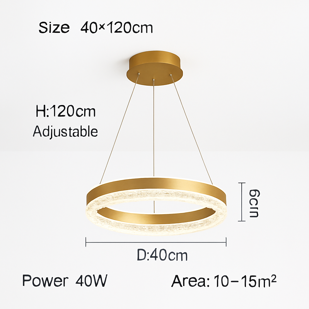 lustre moderne minimaliste led avec anneaux en cristal