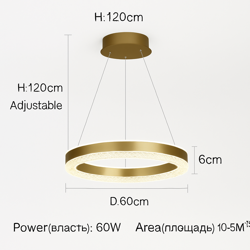 lustre moderne minimaliste led avec anneaux en cristal