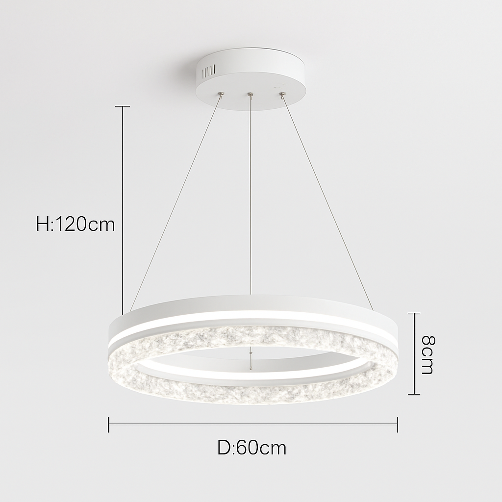 lustre moderne minimaliste led avec anneaux en cristal