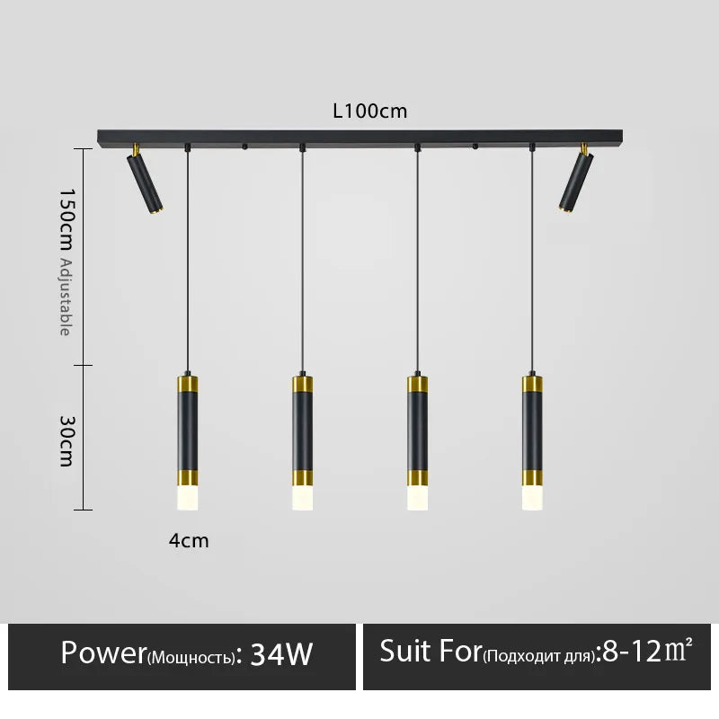 lustre moderne minimaliste à trois led pour table luxe