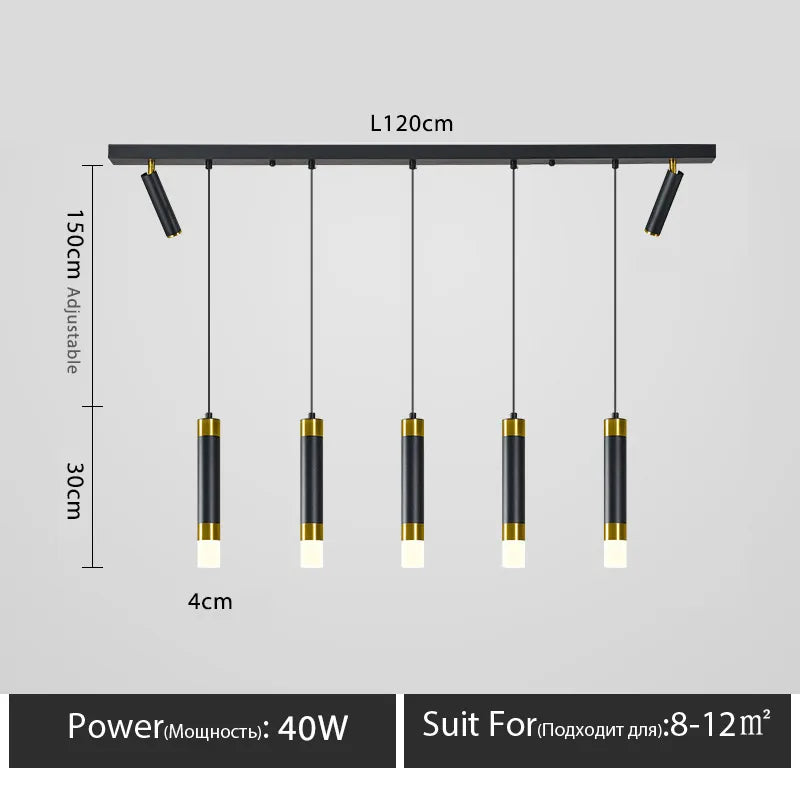 lustre moderne minimaliste à trois led pour table luxe