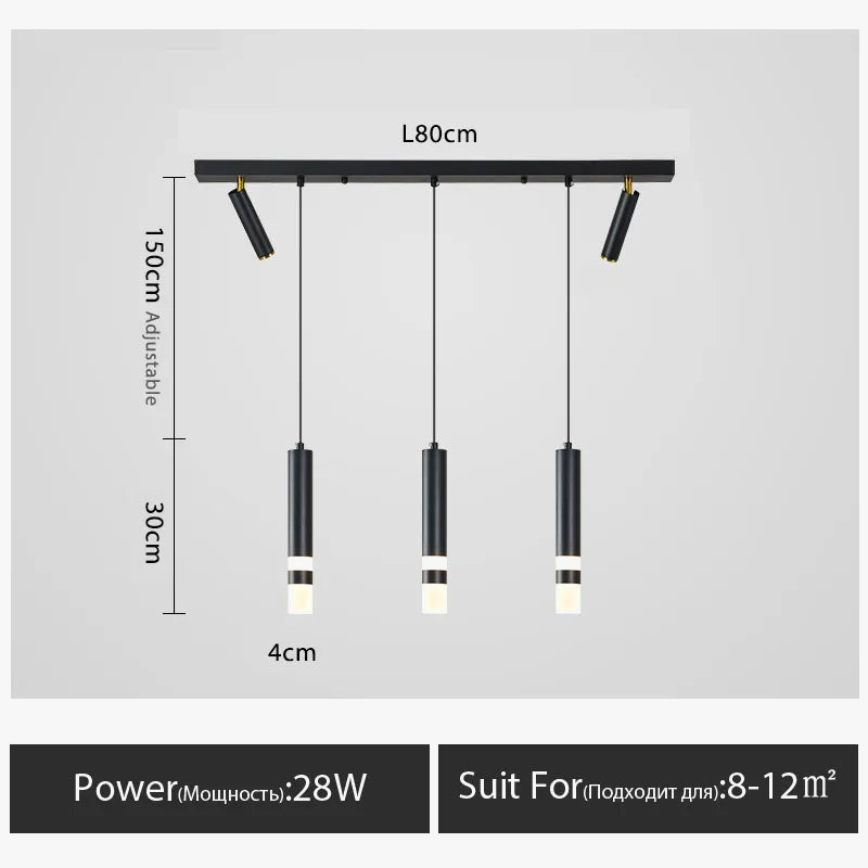 lustre moderne minimaliste à trois led pour table luxe