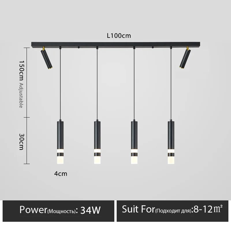 lustre moderne minimaliste à trois led pour table luxe