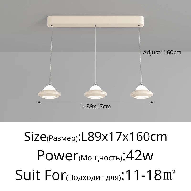 lustre moderne minimaliste trois têtes style crème italienne