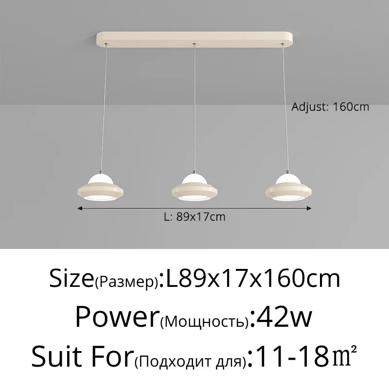lustre moderne minimaliste trois têtes style crème italienne