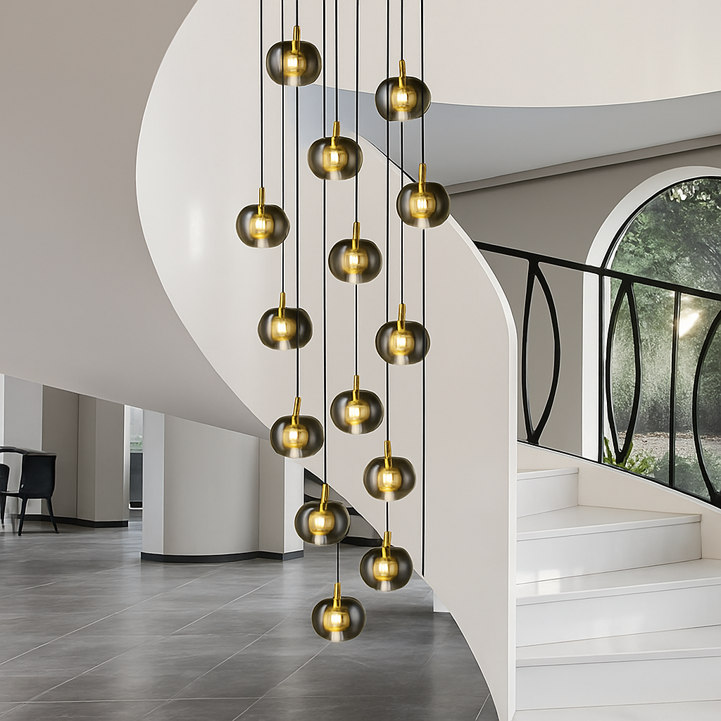 lustre moderne noir et doré éclairage led design élégant
