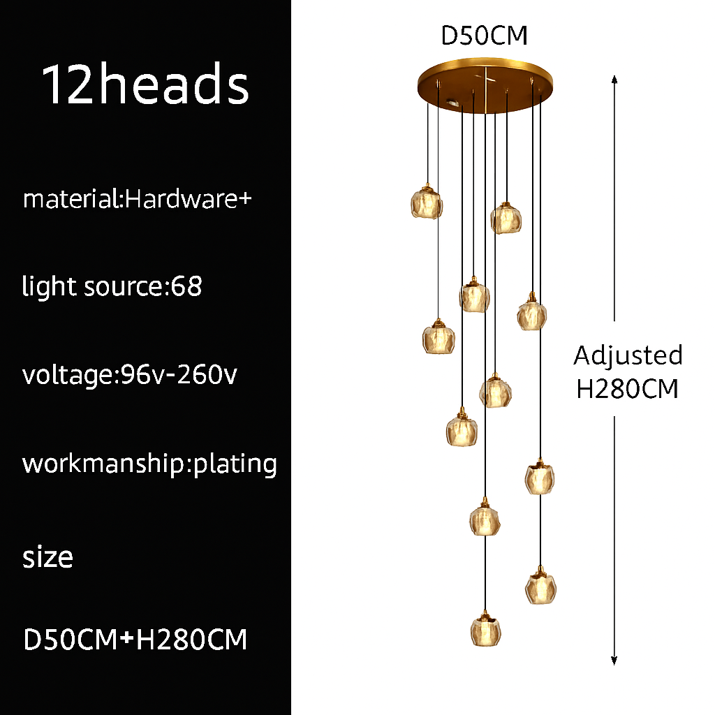 lustre moderne noir et doré éclairage led design élégant
