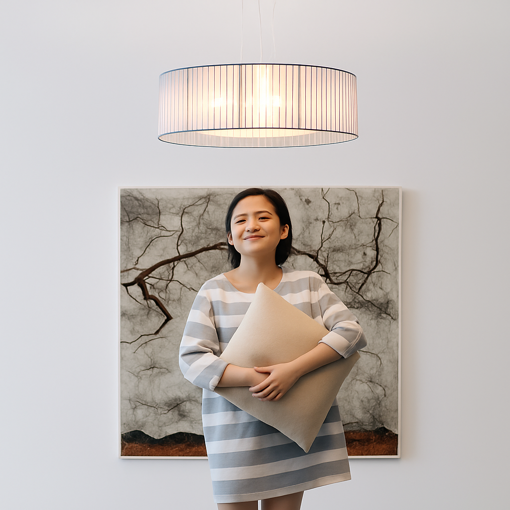 lustre moderne nordique en fer avec abat-jour en gaze