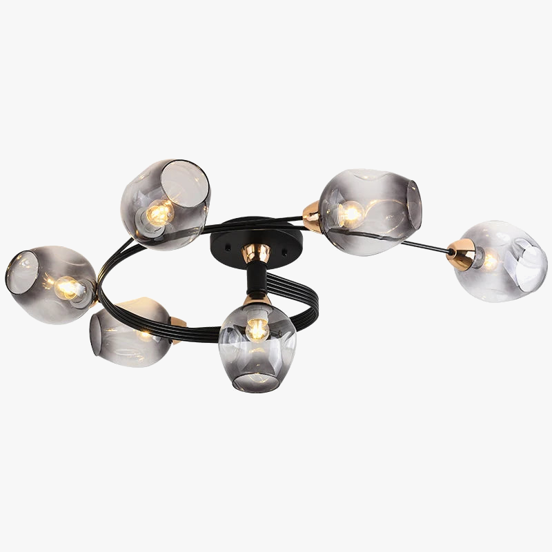 lustre moderne nordique en spirale en verre et fer