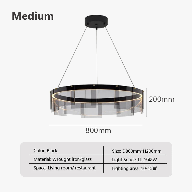lustre moderne nordique en verre fumé led suspendu