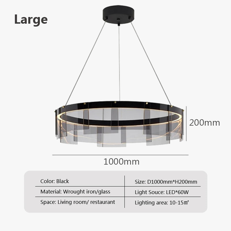 lustre moderne nordique en verre fumé led suspendu