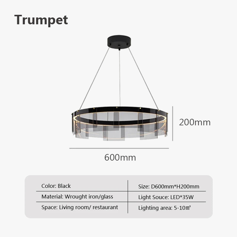 lustre moderne nordique en verre fumé led suspendu