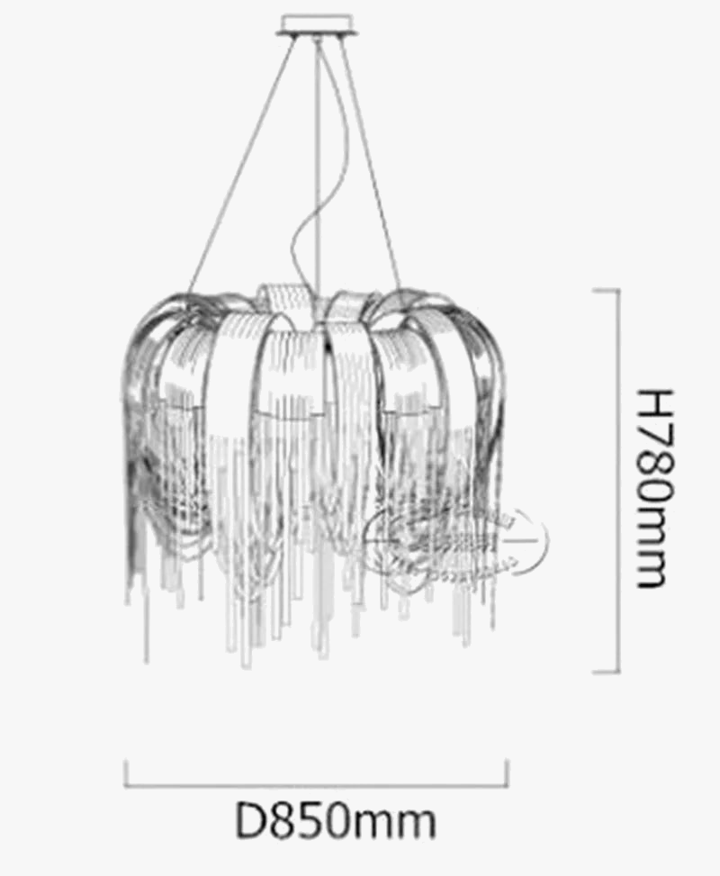 lustre moderne à pampilles en aluminium design contemporain