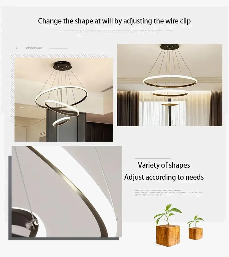 lustre moderne rond à trois cercles design élégant