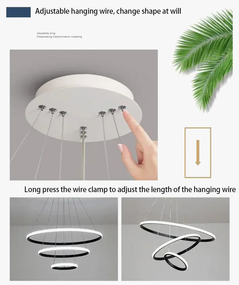lustre moderne rond à trois cercles design élégant