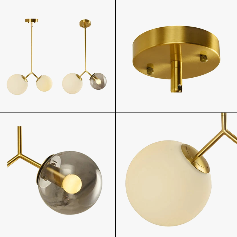 lustre moderne simple sandyha avec 2 boules led