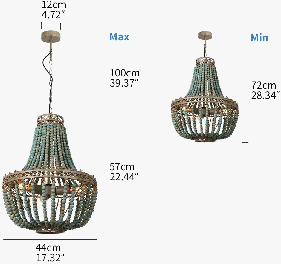 lustre moderne vintage en perles de bois pour intérieur élégant