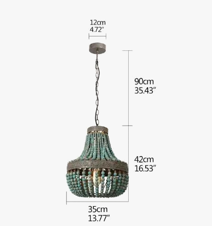 lustre moderne vintage en perles de bois pour intérieur élégant