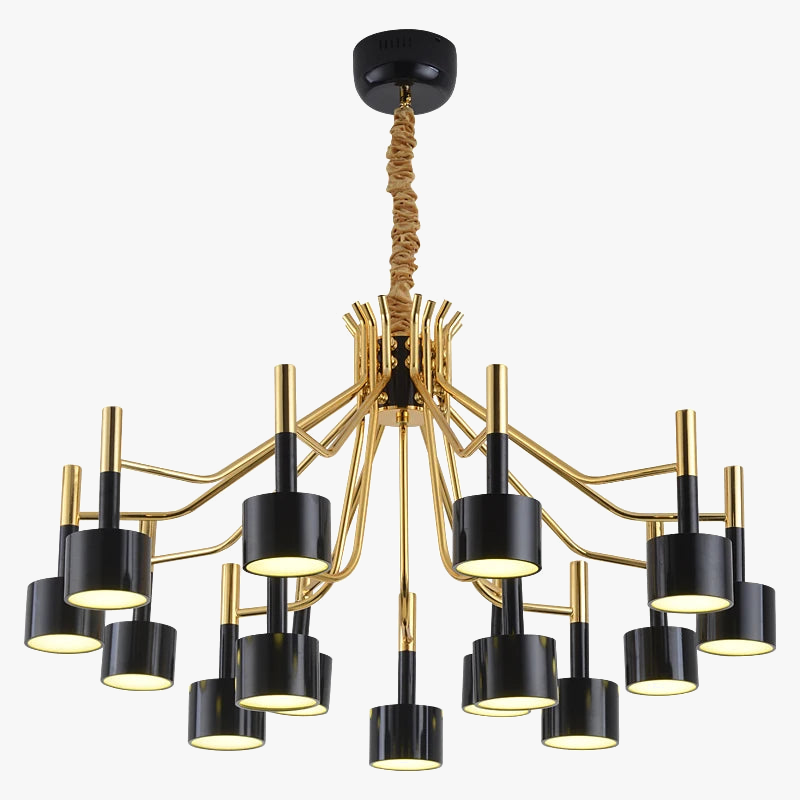 lustre noir postmoderne en métal pour cafés et restaurants