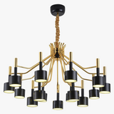 lustre noir postmoderne en métal pour cafés et restaurants