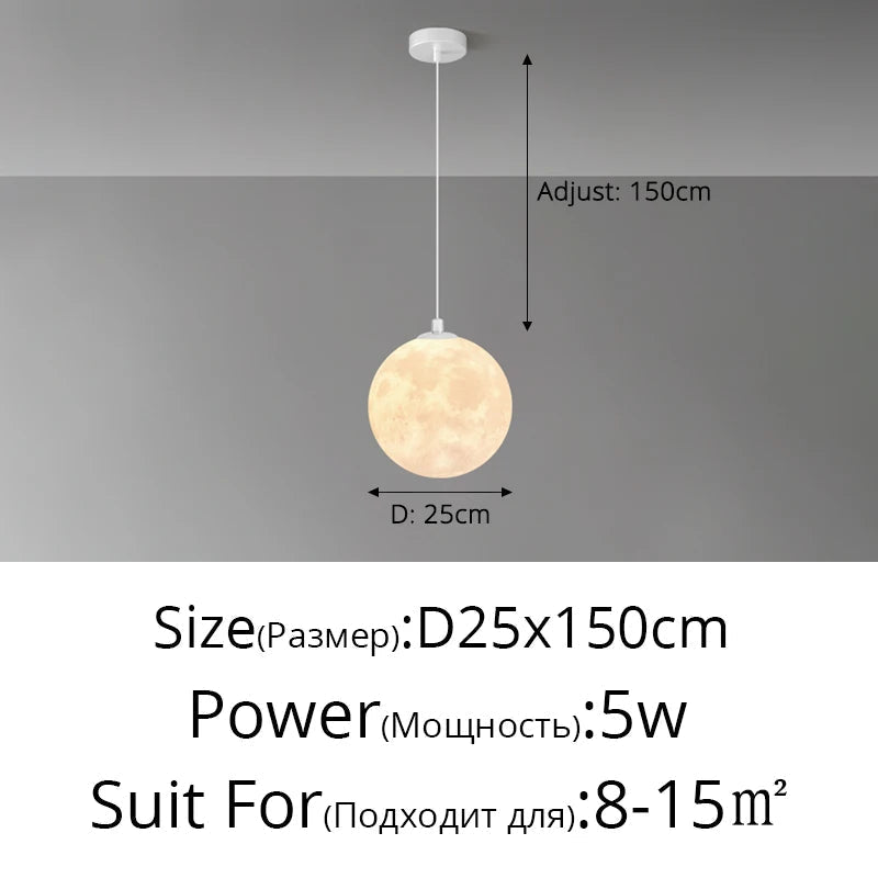lustre nordique 3d imprimé lune pour enfants personnalisé