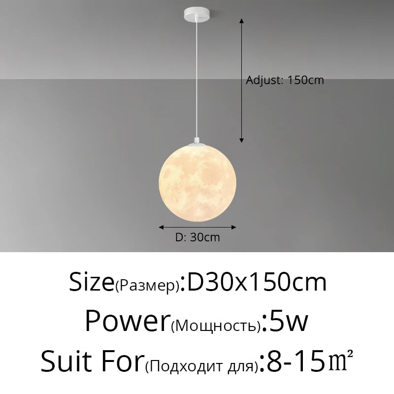 lustre nordique 3d imprimé lune pour enfants personnalisé