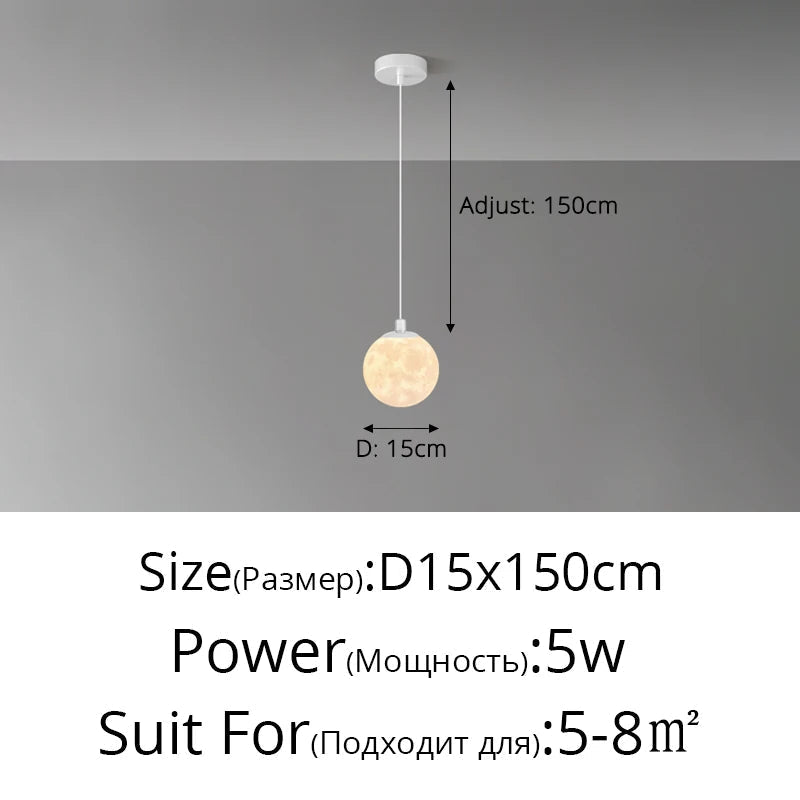 lustre nordique 3d imprimé lune pour enfants personnalisé