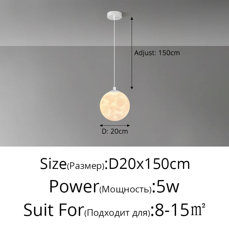 lustre nordique 3d imprimé lune pour enfants personnalisé