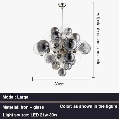 lustre nordique créatif en fer et bulles de verre