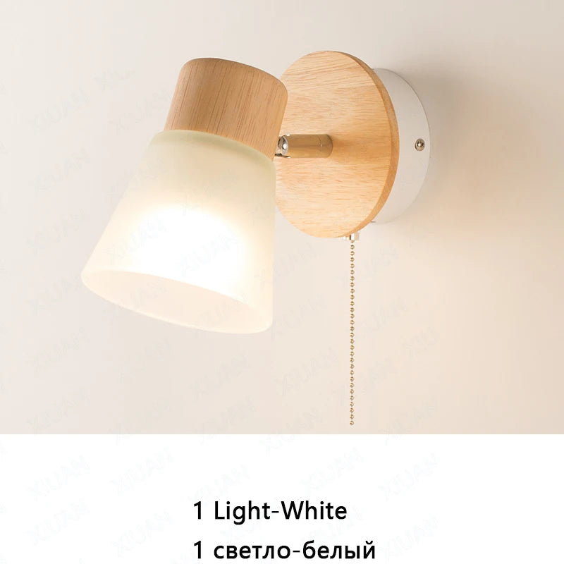 lustre nordique décoratif en verre et bois