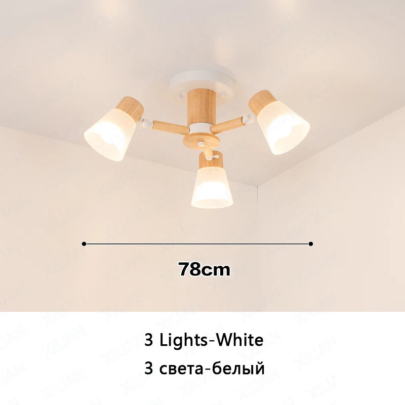 lustre nordique décoratif en verre et bois