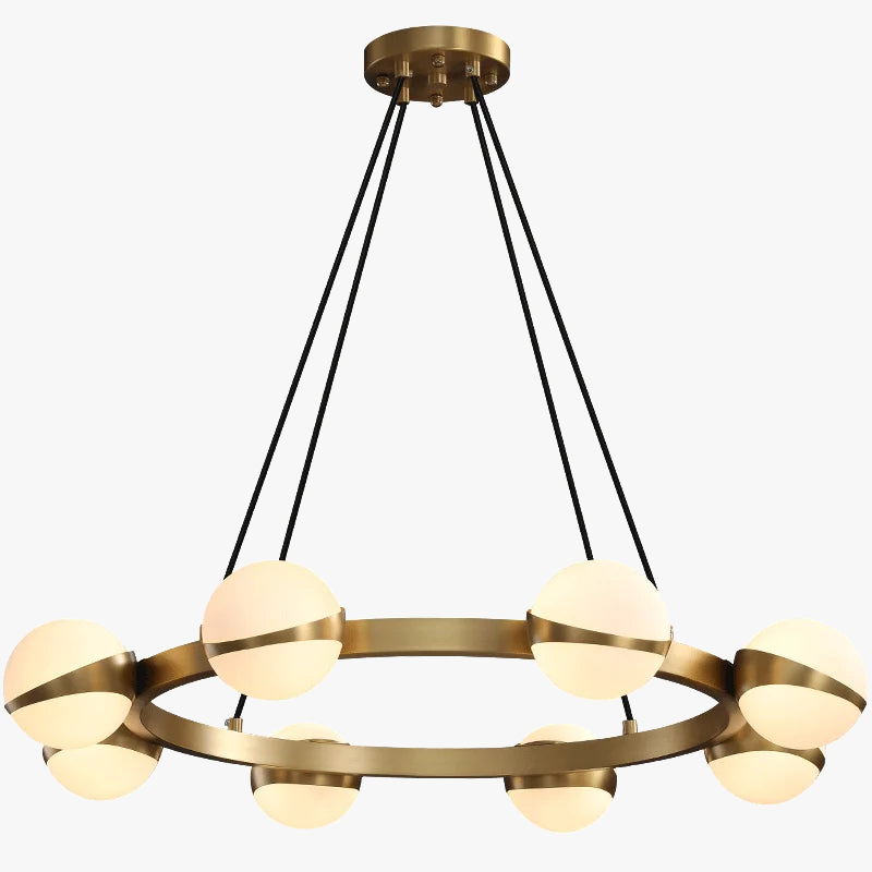 lustre nordique de luxe en cuivre avec anneau décoratif
