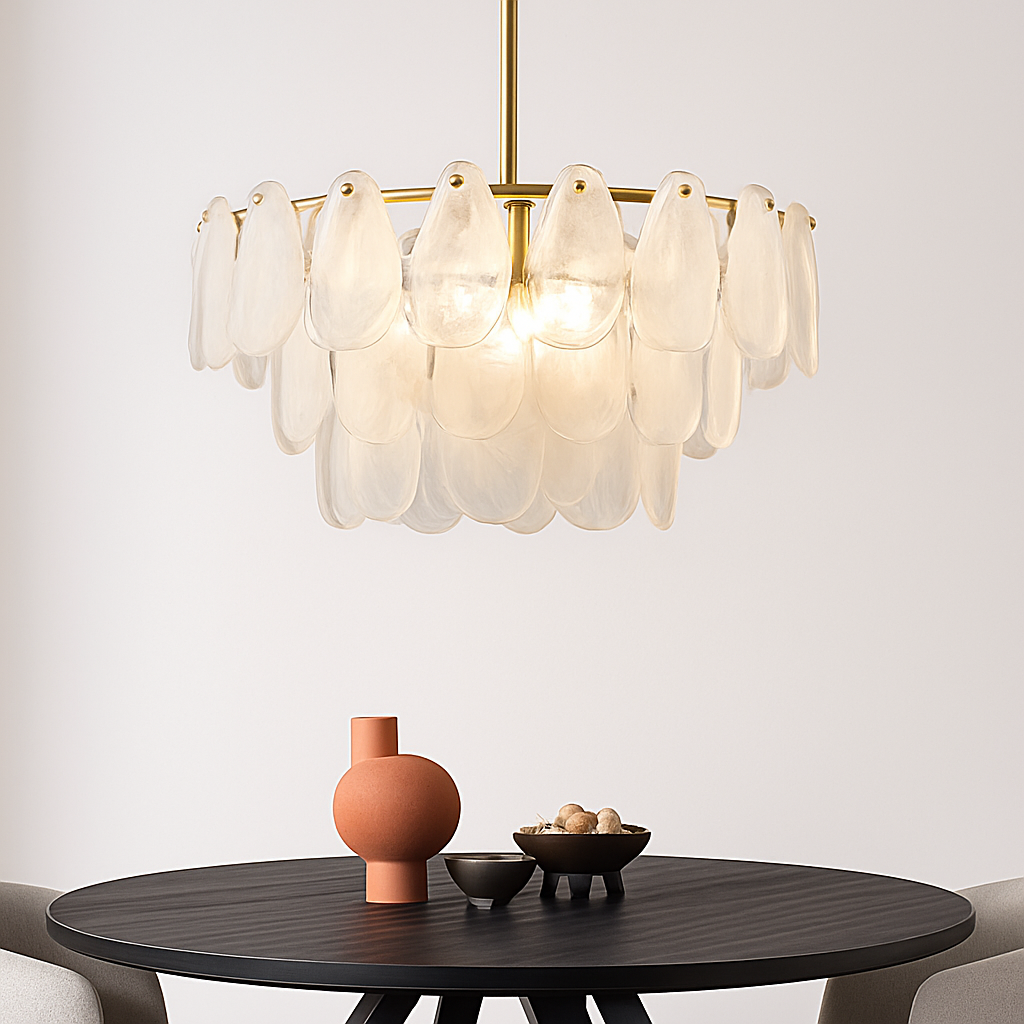 lustre nordique de luxe en métal avec cristaux led suspendu