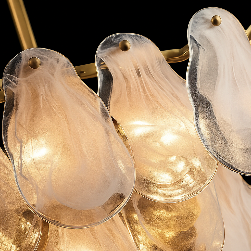 lustre nordique de luxe en métal avec cristaux led suspendu