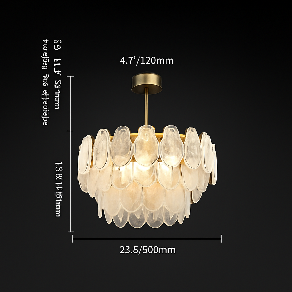 lustre nordique de luxe en métal avec cristaux led suspendu