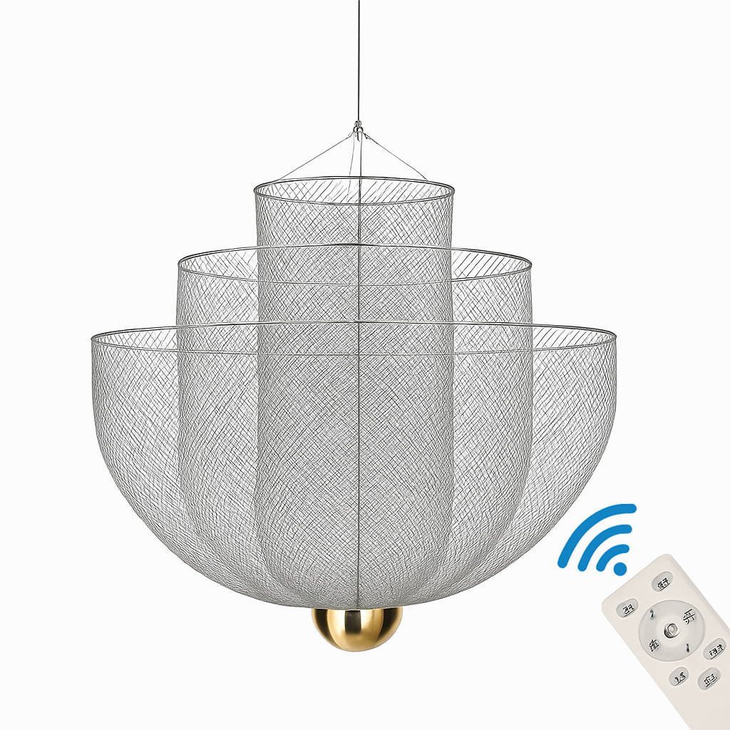 lustre nordique dimmable en grille métallique led géométrique