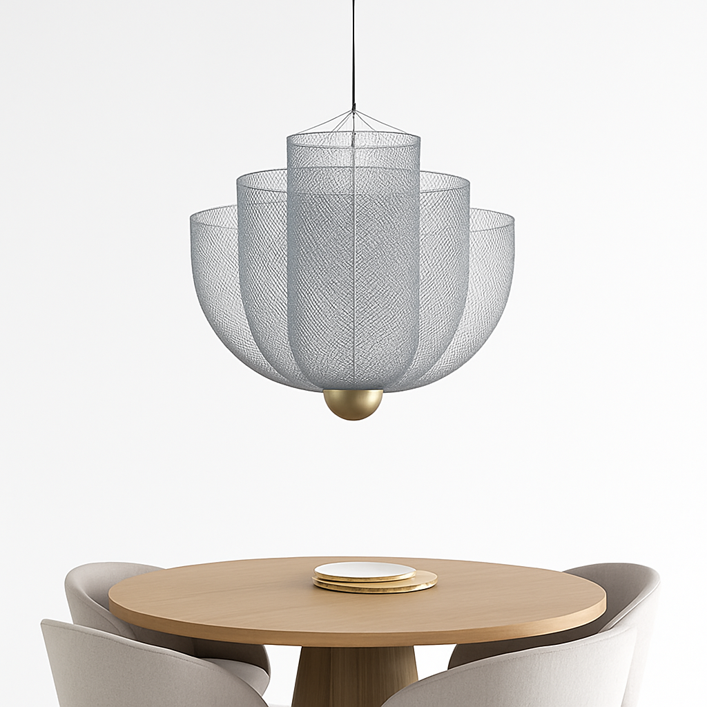 lustre nordique dimmable en grille métallique led géométrique