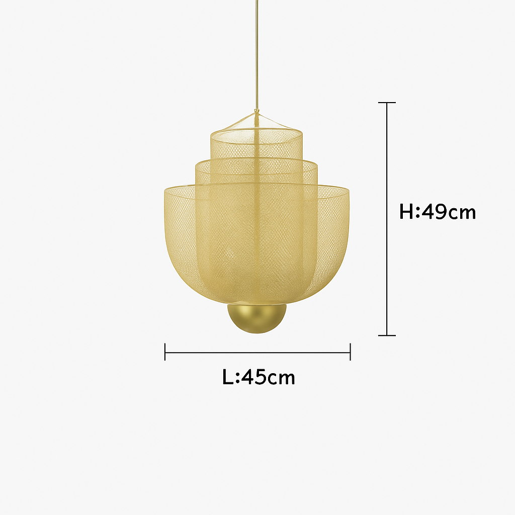 lustre nordique dimmable en grille métallique led géométrique